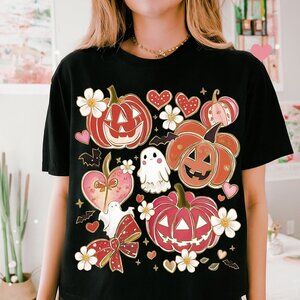 Comfort Colors Tee In Black With The Cutest Girly Halloween GLITTER Transfer